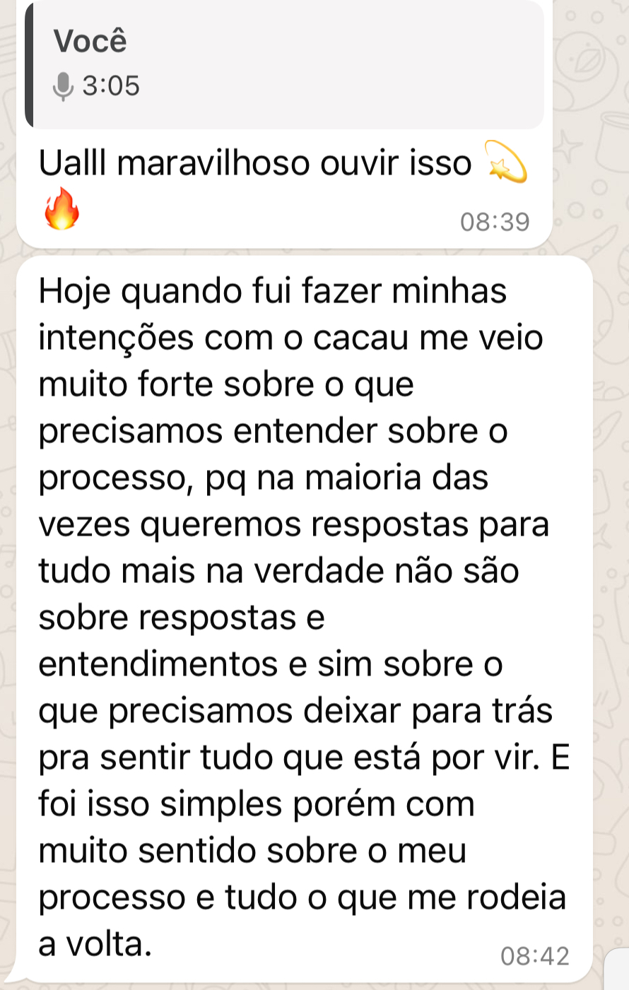 Relato de participante enviado por mensagem